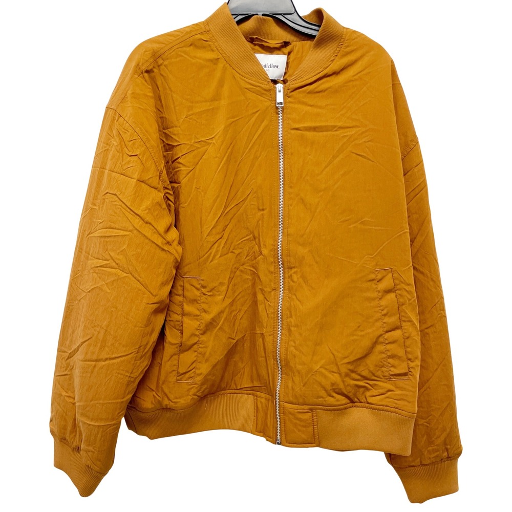 Goodfellow & Co Ochre Amber Brown Full Zip Lightweight Bomber Jacket Size L